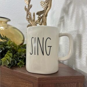 Rae Dunn Cream Mug with Black 'SING' Lettering